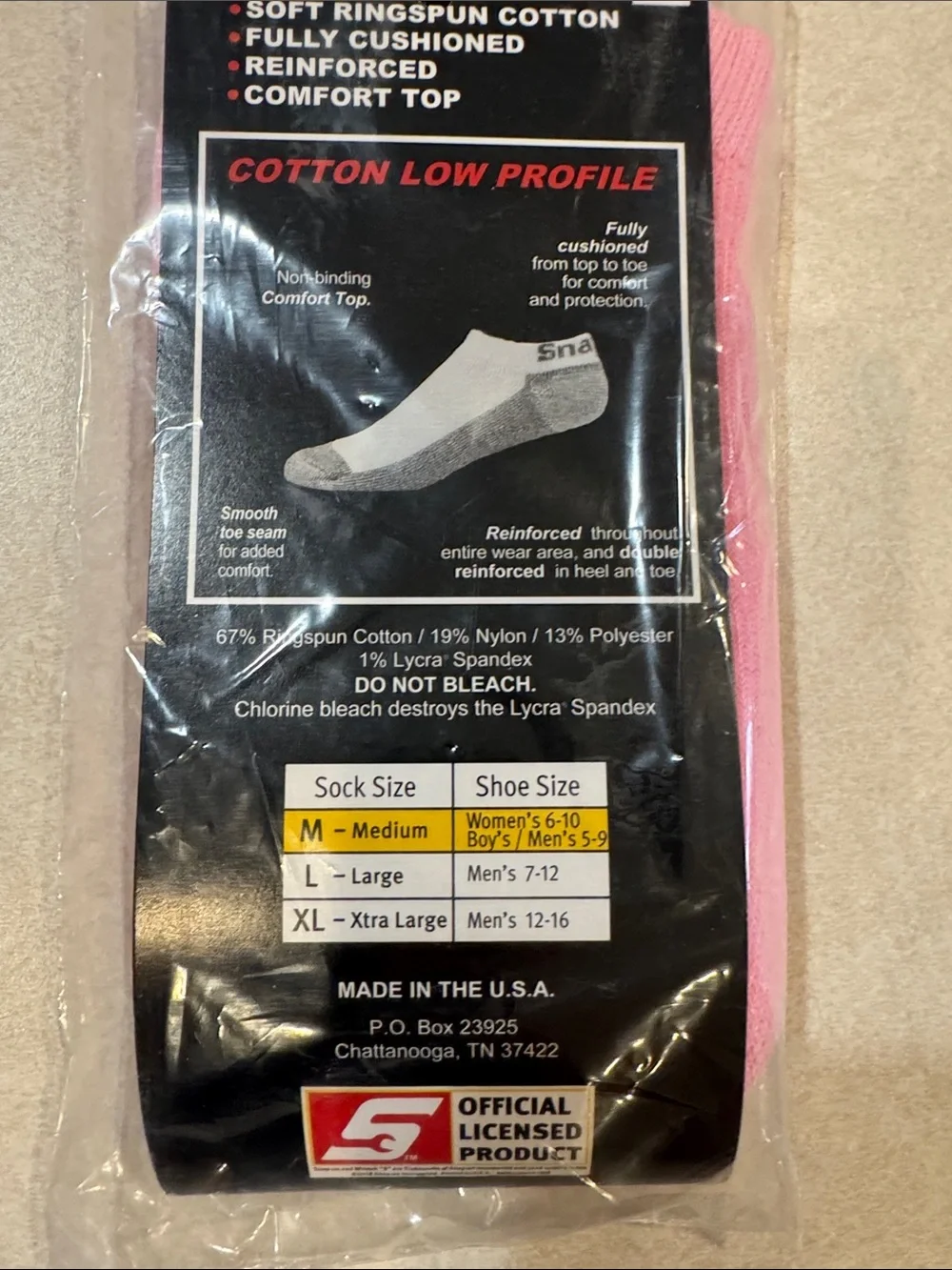 Snap-on Women's Pink Cotton Low-Profile Ankle Socks